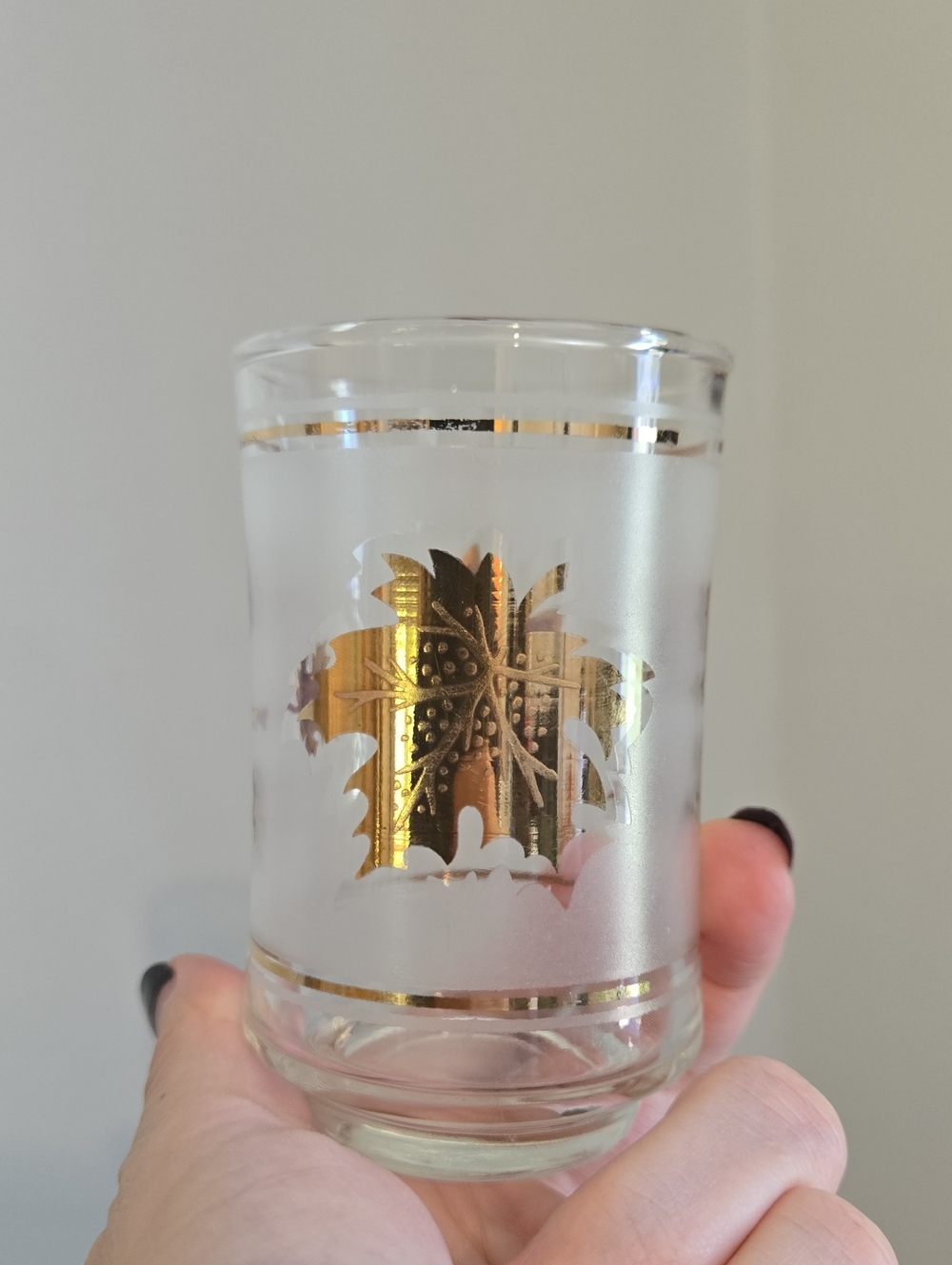 Libbey Vintage MCM Golden Foliage Tumbler Set Of 3 Mid Century 6 Oz Juice Glass